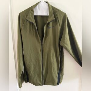 Nike Dri-FIT Full Zip Jacket Olive Green Lightweight Running Jacket Size Small